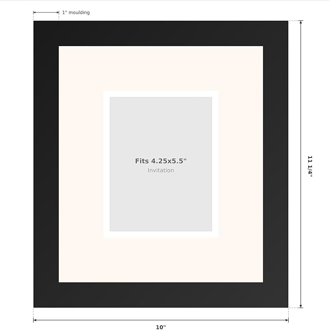 Poster Palooza Wedding Invitation Display Frame 10x11.25 in White With White and Sky Blue Double Mat for 4.25x5.5 A2 Keepsake | USA Made