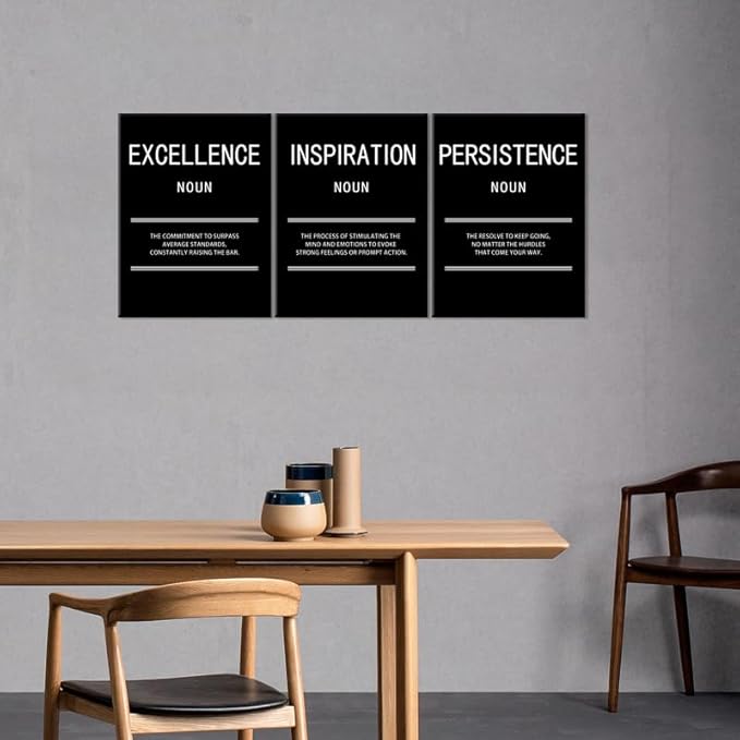 Inspirational Wall Art for Office Inspiration Excellence Persistence Motivational Creation Print Canvas Poster Painting Modern Inspiring Artwork for Home Living Room Stretched and Framed[36''Wx 16''H]