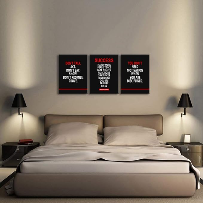 Inspirational Wall Art Motivational 3 Pieces Poster Canvas Prints Artwork for Home Living Room Modern Inspirational Office Decor Painting Pictures Stretched and Framed Ready to Hang[36''Wx 16''H]