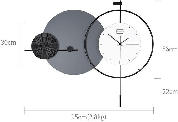 Wall Clock Modern Art Large Wall Clock, Decorative Metal Elk Silent Non Ticking Wall Clocks Modern Clock for Living Room Bedroom Study Office Wall Decor Clock 95cm ()