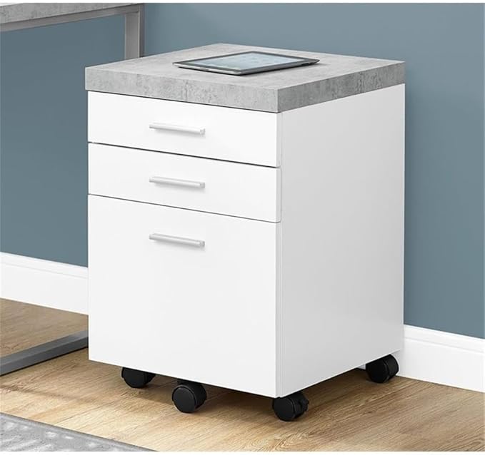Monarch Specialties I 7051 File Cabinet, Rolling Mobile, Storage Drawers, Printer Stand, Office, Work, Laminate, Grey, White, Contemporary, Modern
