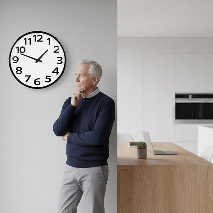 20 Inch Large Wall Clock - Big 3D Numbers Easy to Read, Battery Operated Silent Non-Ticking, Analog Quartz Round Clock