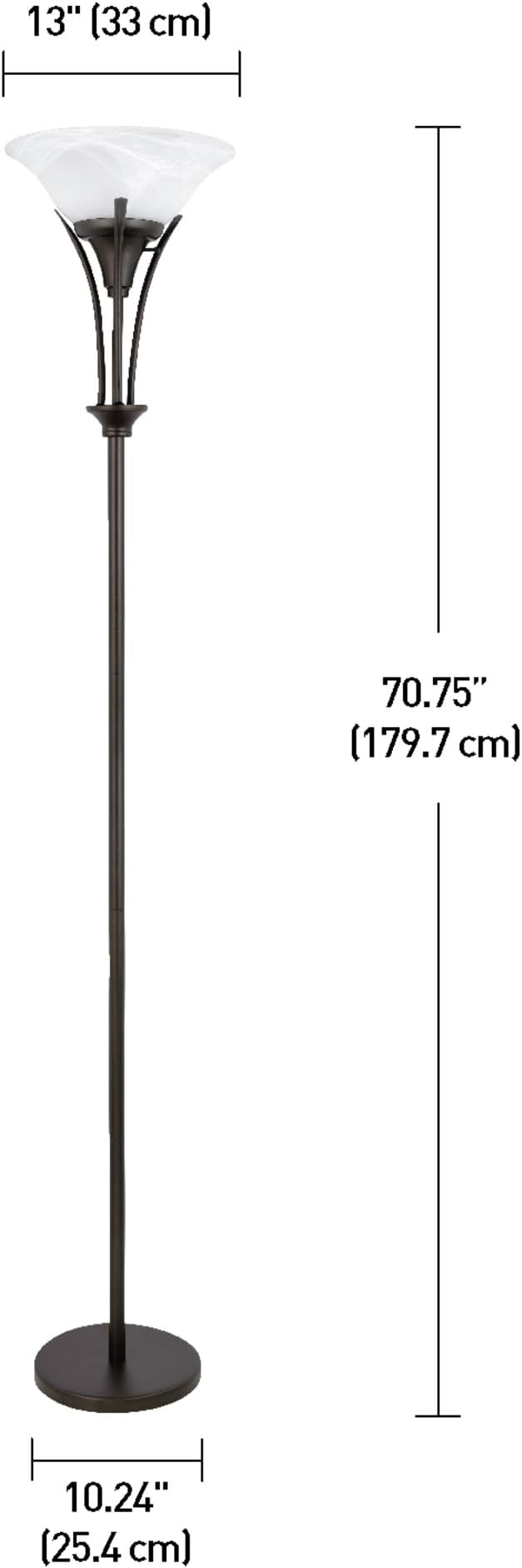 Globe Electric 63361 Gatineau 71" Dark Bronze Floor Lamp with Alabaster Glass Shade