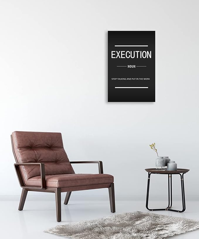 Motivational Canvas Wall Art Execution Noun Entrepreneur Canvas Painting Modern Inspirational Quotes Poster Printing Home Decoration Office Classroom Frame Ready to Hang[24''W x 36''H]