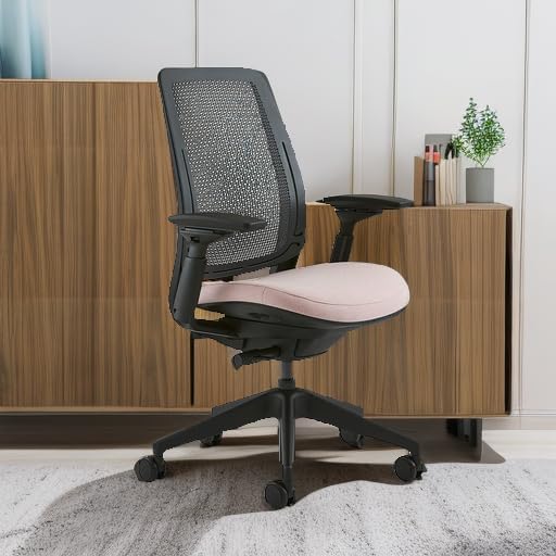 Steelcase Series 2 Office Chair - Ergonomic Work Chair with Wheels for Hard Flooring - With Back Support, Weight-Activated Adjustment & Arm Support - Adjustable Rolling Chairs for Desk - Pink Lemonade
