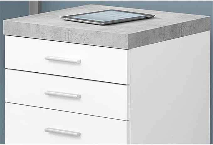 Monarch Specialties I 7051 File Cabinet, Rolling Mobile, Storage Drawers, Printer Stand, Office, Work, Laminate, Grey, White, Contemporary, Modern