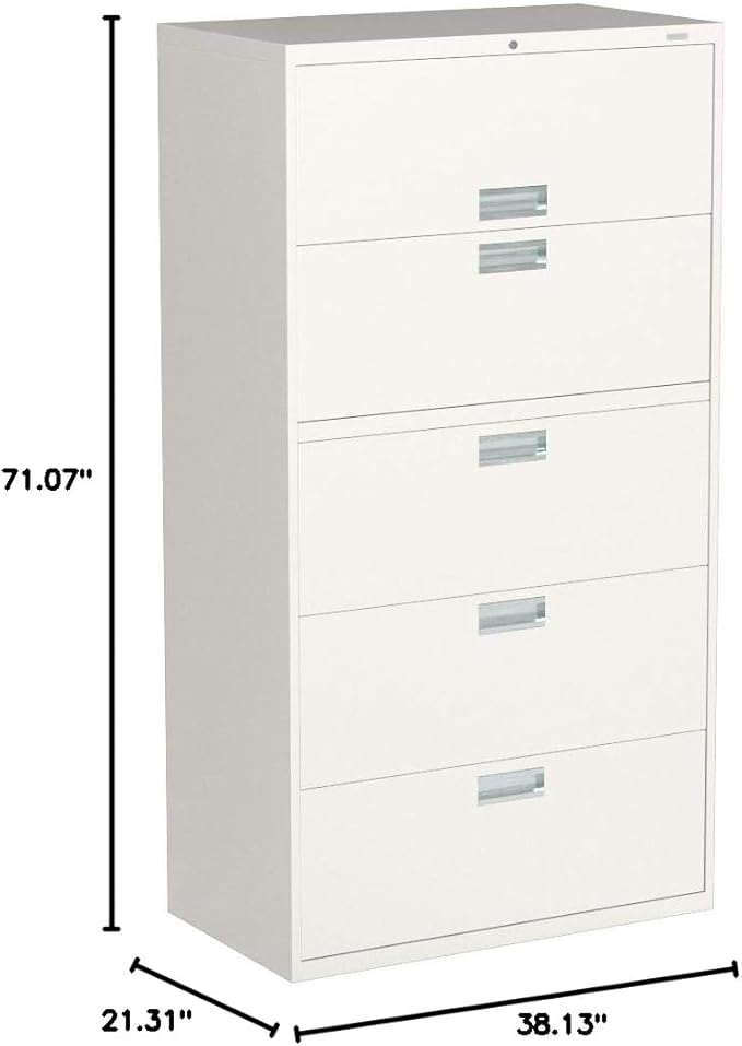 HON 685LQ 600 Series 36-Inch by 19-1/4-Inch 5-Drawer Lateral File, Light Gray