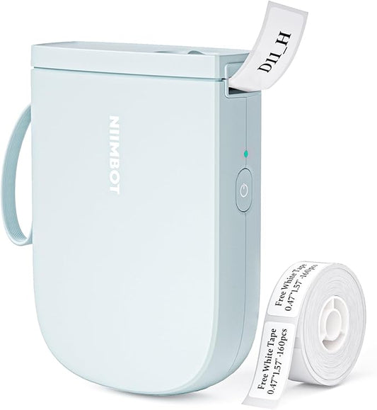 NIIMBOT 300 DPI D11 Label Maker Machine with 1 Tape, Mini Portable Label Printer, Bluetooth Thermal Label Printer Sticker Labeler for Office Home Kitchen School Organization, Blue