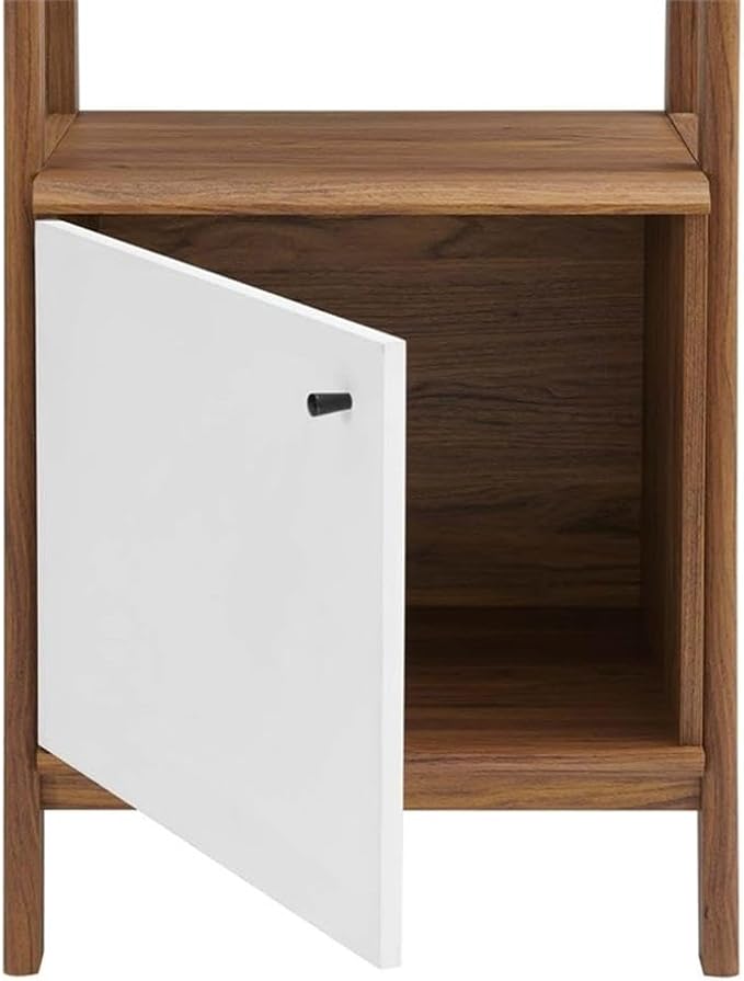 Modway Bixby Bookshelf Display Case, 21 Inch, Walnut White
