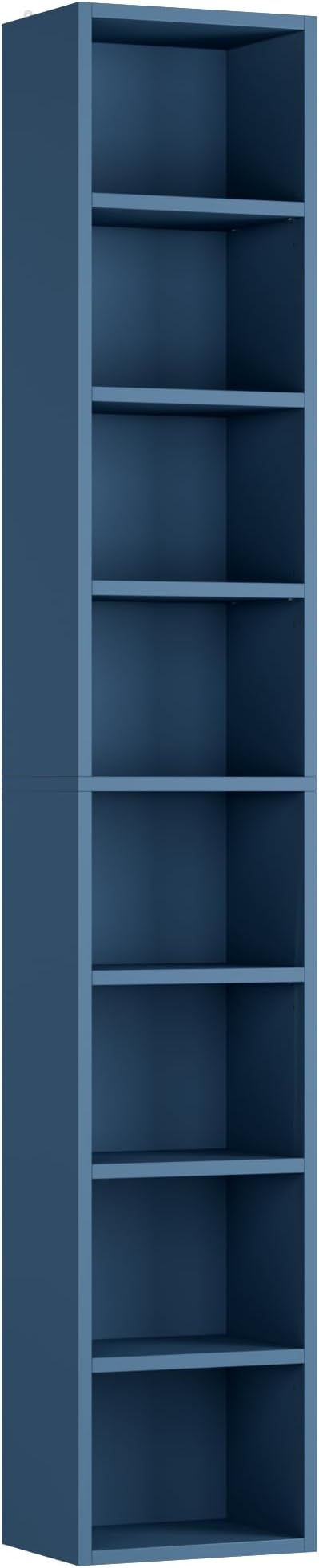 FOTOSOK 8-Tier Media Tower Rack, 11.6 X 9.3 X 70.9 Inches CD DVD Slim Storage Cabinet with Adjustable Shelves, Tall Narrow Bookcase Display Bookshelf for Home Office, Blue