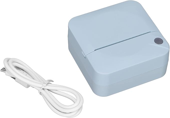 Tyenaza Mini Printer 200DPI Thermal Paper Ergonomic Design Rechargeable Battery Safe Stable Portable Printer for Home Office (Blue)