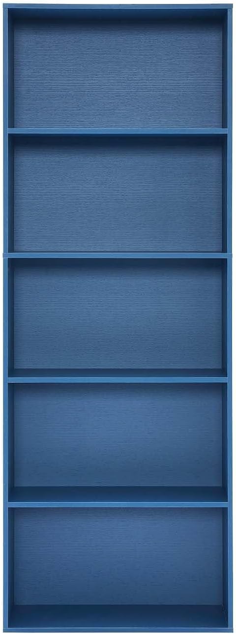 Tall Bookshelves with Cabinet, Office Storage Cabinets and Bookshelf, 5-Tier Wooden Bookcase with Storage, Floor Standing Display Cabinet Shelves for Living Room, Home Office, Blue