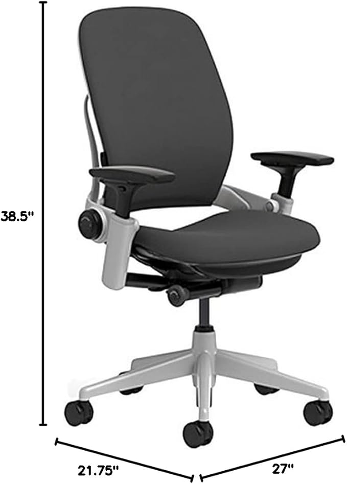 Steelcase Leap Chair with Platinum Base & Hard Floor Caster, Black