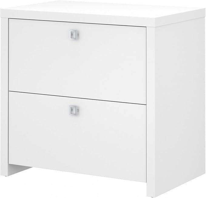 Bush Business Furniture Echo Lateral File Cabinet in Pure White with Satin Silver Handles, Home Office Storage for Letter, Legal, and A4-Size Documents