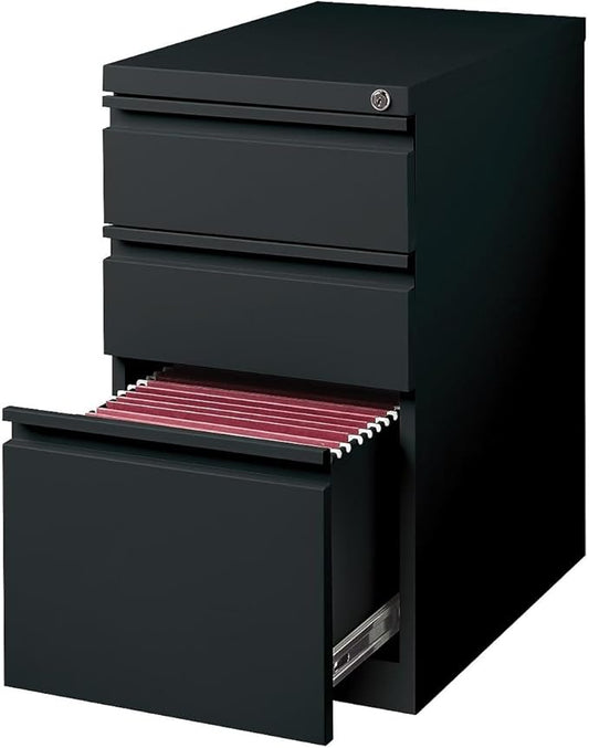 STAPLES 3-Drawer Vertical File Cabinet, Letter Size Documents, Lockable, 19.88" D x 15" W x 27.75" H, Black
