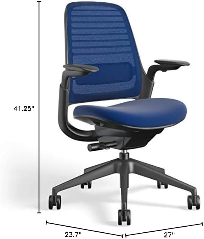 Steelcase Series 1 Office Chair - Ergonomic Work Chair with Wheels for Carpet - Helps Support Productivity - Weight-Activated Controls, Back & Arm Support - Easy Assembly - Royal Blue
