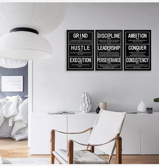 3 Panels Motivational Canvas Wall Art Inspirational Entrepreneur Quotes Poster Print Artwork Painting Inspirational Picture Framed Home Office Bedroom Wall Decor Ready to hang[48''Wx 24''H]