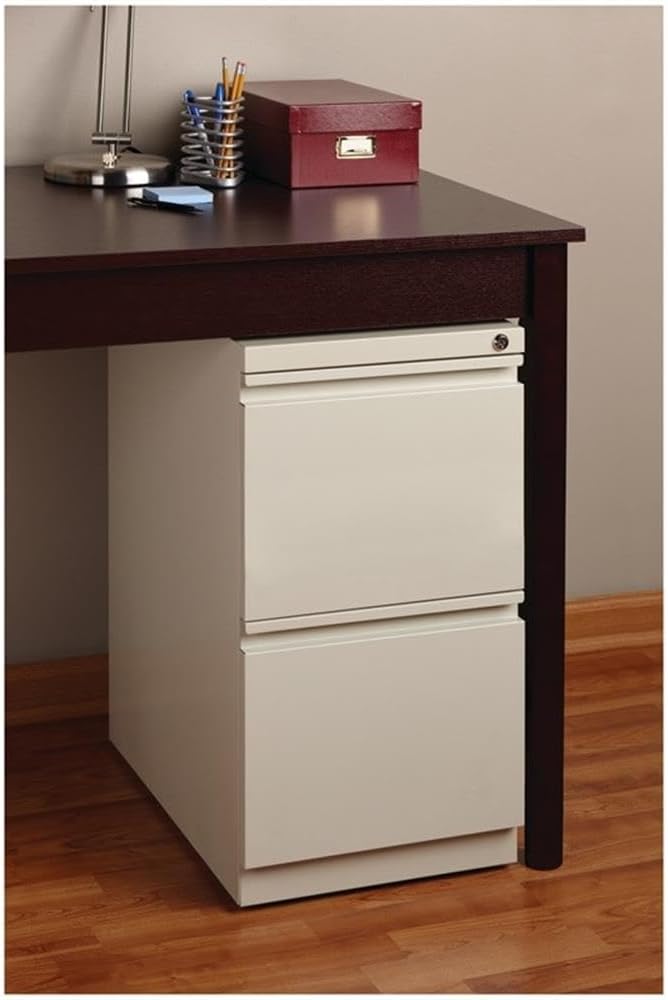 Hirsh Industries Scranton & Co 20" 2-Drawer Metal Mobile Pedestal Filing Cabinet, Beige Finish, 27.75" H, Hidden Casters, Letter-Size File Compatibility, Lockable, Commercial Grade Office Furniture