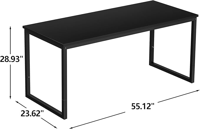 SUPER DEAL Computer Desk 55 Inch Modern Sturdy Office Desk PC Laptop Notebook Simple Writing Table for Home Office Workstation, Black