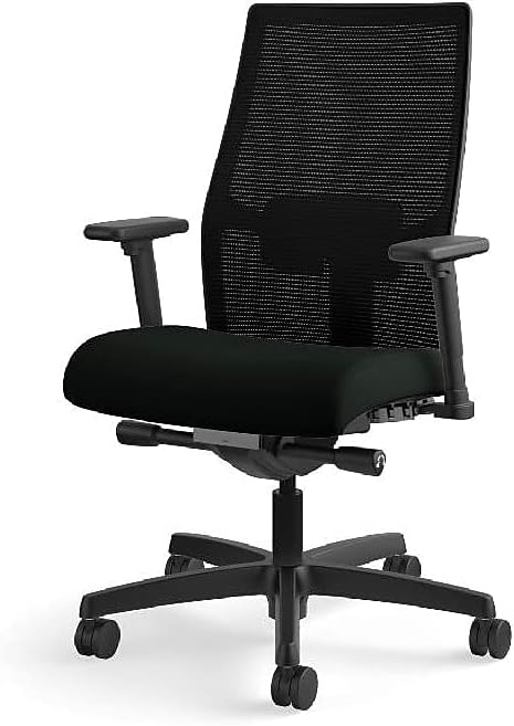 HON Ignition 2.0 Mesh/Vinyl Mid-Back Task Chair, Adjustable Arms, Black (HON12M2AMLU10TK) (HONI2M2AMLU10TK)