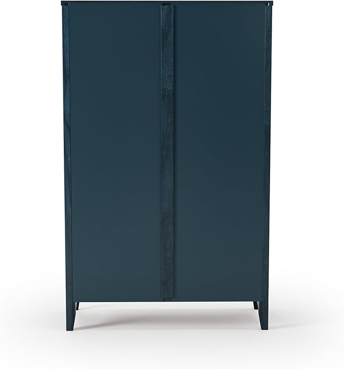 Camaflexi Shaker Style 4 Shelf Bookcase/Solid Wood / 48" High/Adjustable Shelving/Closed Back/Display Bookshelf for Living Room, Bedroom, Home and Office, Deep Ocean Blue