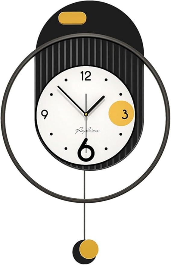Wall Clock Modern Art Large Wall Clock, Metal Retro Minimalist Modern Clock Round Silent Non-Ticking Battery Operated Wall Clocks for Living Room Home Kitchen Bedroom Office School