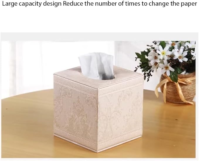 Stylish Tissue Box Leather Paper Roll Holder FashionTissue Organizer and Durable Tissue Box for Bathroom Vanity Desks Offices Bedroom Home Modern Tissue Box (Color : Black A) (White)