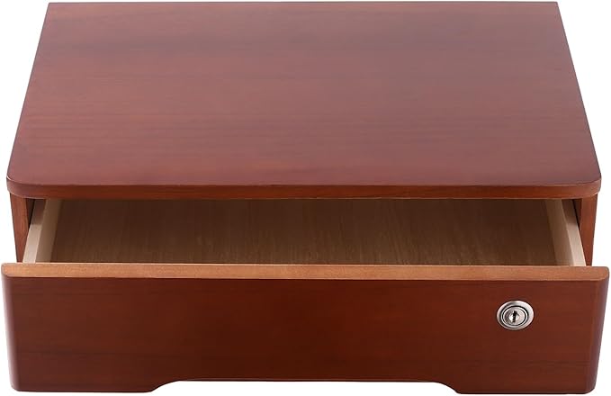 Wooden Desktop Storage Box with Lockable Drawers Office Supplies Drawer Organizer Receipt File Organizer Flat File Cabinet for Office Study Desk Front Desk (Walnut, 1 Drawer)