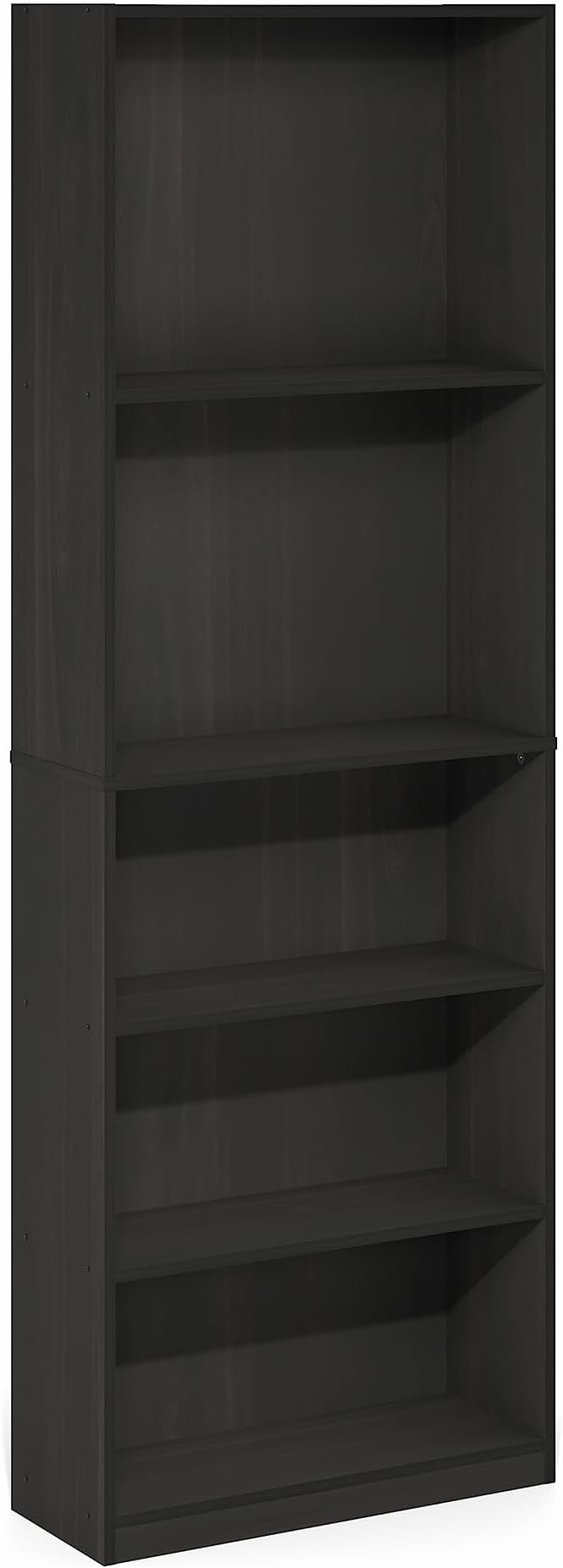 Furinno Jaya Book Shelf, 5-Tier Tall Book Shelf, Bookcase with Open Shelving, Standing Bookshelf, 9.5 x 24.6 x 71.1, for Organization and Storage, for Home Office, Living Room, Espresso