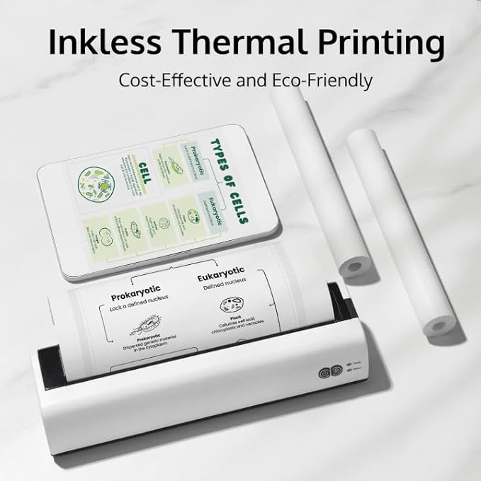 OFFNOVA Portable Printer Wireless for Travel, Thermal Inkless Printer, Support US Letter & A4 Size, Compatible with iOS, Android, Laptop with 1 Roll 8.5" x 11" Thermal Paper, for Mobile Office