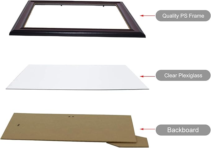 GraduationMall A4 Certificate Document Frame, UV Protection Acrylic, Mahogany with Gold Beads