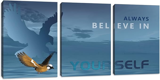 3 Pieces Modern Entrepreneur Quotes Posters Prints Motivational Office Canvas Wall Art Moitvational Wall Art Eagle Picture Motivation Blue Decoration for Living Room Bedroom(60''Wx28''H)