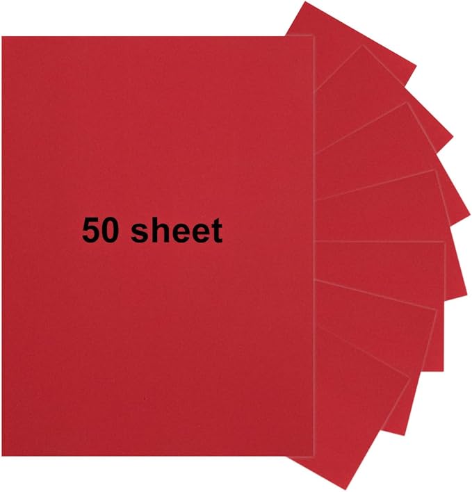 50 Sheets 8.5" x 11" Red Cardstock, Heavyweight Cardstock Sheets Blank Invitation Paper Greeting Cards Printable, 75lb Cover 200 GSM