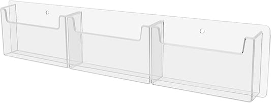Marketing Holders Postcard Holder Wall Organizer Clear Plastic Triple Pocket Horizontal Display Rack with Hanging Hardware Index Card Bin Motels Colleges Timecards Distribution Welcome Centers