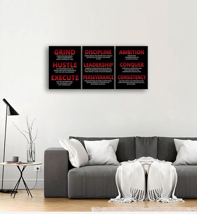 Inspirational Canvas Print Wall Art Motivational Picture 3 Pieces Painting Office Decor Poster Modern Inspiring Artwork for Home Living Room Classroom Gym Decor Framed Ready to Hang[36''Wx 16''H]