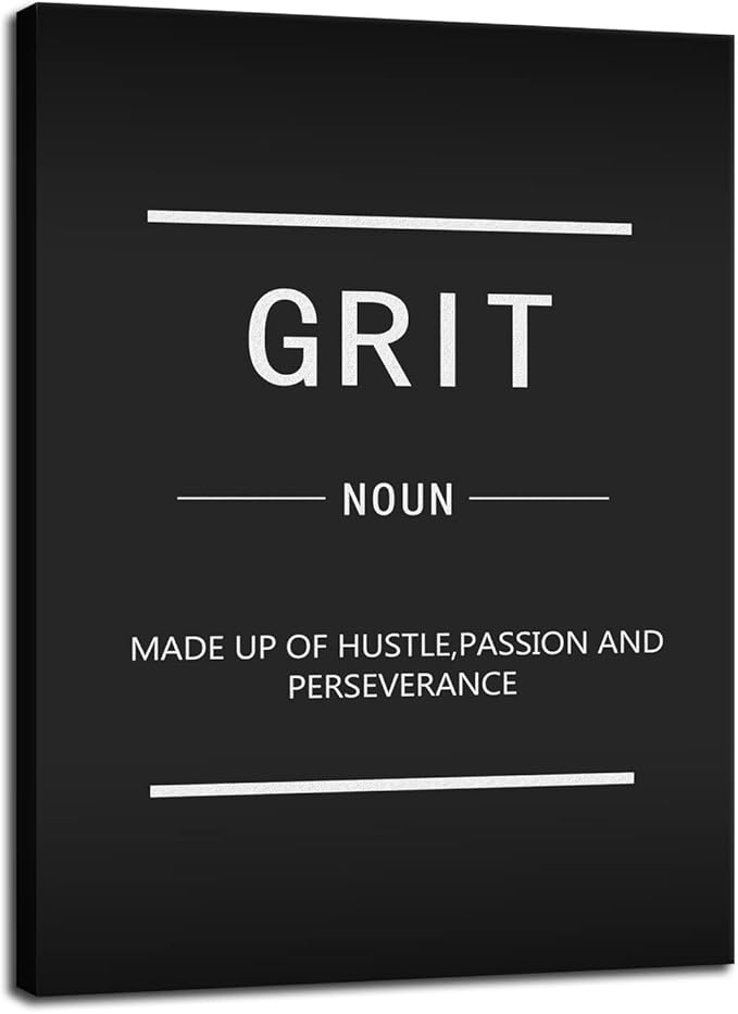 Inspirational Canvas Wall Art Inspirational Poster Print Entrepreneur Quotes Grit Noun Picture Wood Frame Artwork Office Decoration Living Room Office Home Frame Ready to Hang[30″W X 40″H]