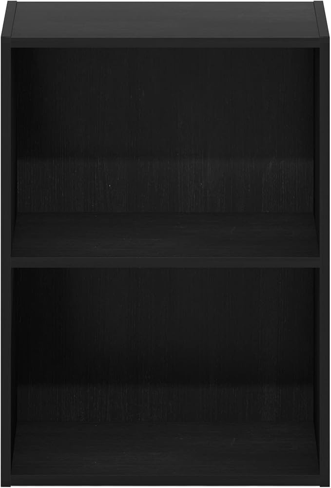 Furinno LUDER Book Shelf, 2-Tier Modern Bookshelf, Open Shelves Wide Bookcase, 9 x 16 x 21, Easy Assembly, Closed Back, for Living Room, Bedroom, Home Office, Darkwood