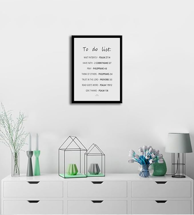 The Christian To Do List:Psalm,2 Corinthians,Philippians,Proverbs Positive Quotes Motivational Faith-Based Poster Inspirational Wall Art for Church Home Indoor Framed Ready to Hang [18" W X 24" H]
