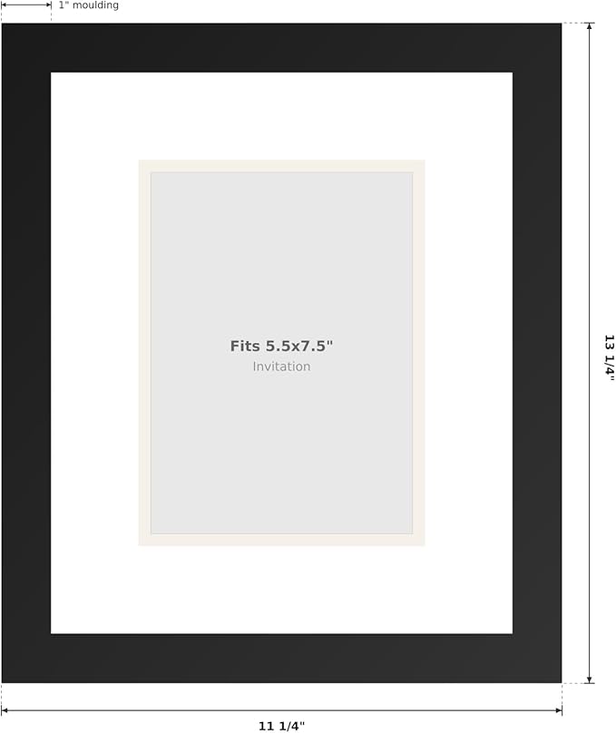 Invitation Picture Frame Brown With Double Mat White Over Metallic Silver for 5.5x7.5 Boutique Keepsake Made in the USA