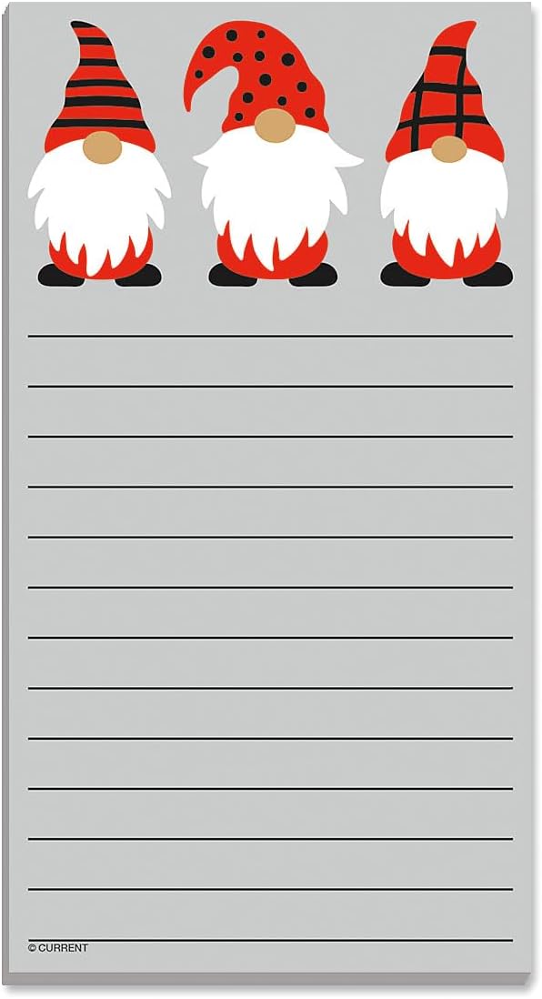 Current Christmas Gnomes Magnetic Notepad Set – Set of 2 Memo Pads, 60-Sheet Pads, 3½ x 6½ Inches, Shopping List, To-Do Notes, Printed in The USA