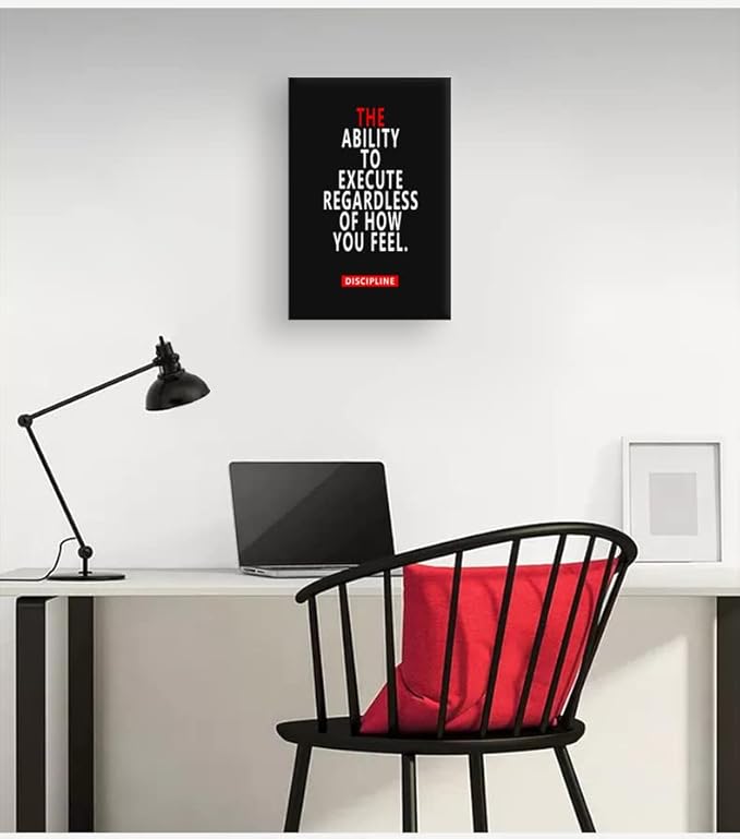 Motivational Discipline Posters Inspirational Wall Art Picture Printed Stretched and Framed for Living room Wall Art Modern Home Decor Canvas Painting Artwork Ready to Hang[12''W X 18''H]