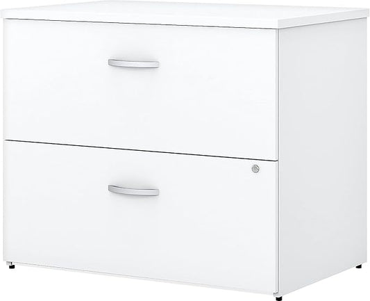 Bush Business Furniture Easy Office 2 Drawer Lateral File Cabinet - Assembled, Pure White