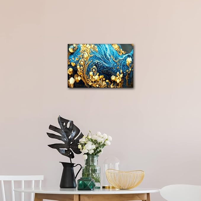 Home Wall Art Decor 1 Panel Canvas Artwork Abstract Gold Flakes Gold Dust Illustration Printing Native Americans Living Room Bedroom Restaurant Wall Decor Stretched and Framed Ready to Hang 18x12 in