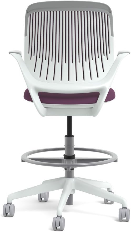 Steelcase White Base with Hard Floor Casters Cobi Stool, Concord