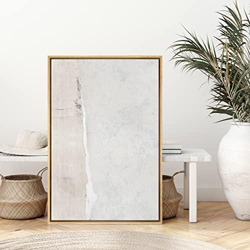 SIGNWIN Framed Canvas Print Wall Art Gray Tan Watercolor Pastel Color Field Abstract Shapes Illustrations Modern Art Decorative Contemporary Chic for Living Room, Bedroom, Office - 24"x36" Natural