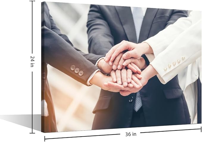 Large Wall Art Business Teamwork Concept Pictures Modern Motivational Inspirational Success Teamwork Posters Canvas Art Wall Decor for Office Framed 1 Panel (24" Wx36 H)