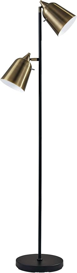 ADESSO 3237-01 Floor-Lamps, Matte Black/Antique Brass