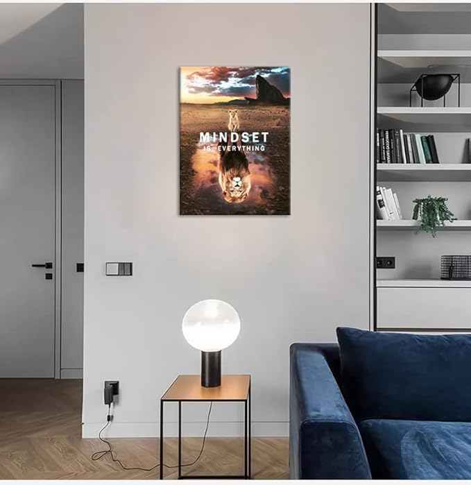 Motivational Mindset is Everything Canvas Wall Art Inspirational Entrepreneur Quotes Poster Print Artwork Painting Picture for Home Living Room Office Wall Decor Ready to Hang[30" W X 40" H]