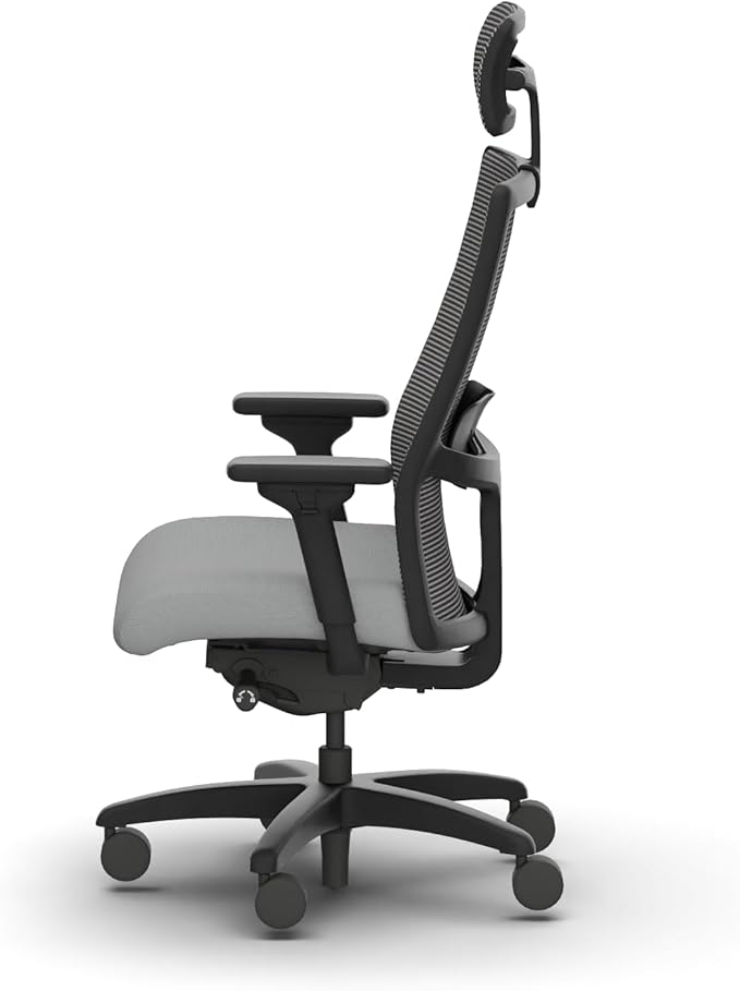 HON Ignition 2.0 Big and Tall Office Chair with Headrest, 450lbs Weight Capacity, Extra Wide Seat, Tilt Recline, Swivel Wheels, Heavy Duty Office Chair, Comfortable for Long Hours, Black Frame, Ash