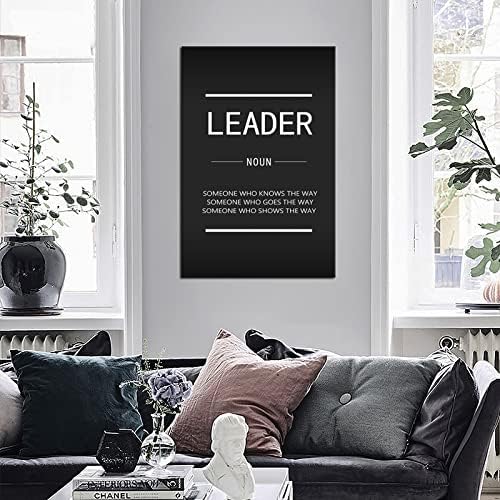 Motivational Canvas Wall Art Leader Noun Inspiring Canvas Prints Inspirational Leader Entrepreneur Quotes Painting Poster Print Artwork Office Decoration Frame Ready to Hang[24''W x 36''H]